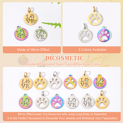 12Pcs 6 Style 201 & 304 Stainless Steel Pendants STAS-DC0001-58-1