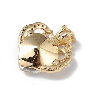 Real 18K Gold Plated Rack Plating Brass Micro Pave Clear Cubic Zirconia Pendants KK-C015-11G-09-1
