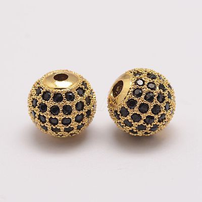Brass Micro Pave Cubic Zirconia Beads X-ZIRC-E110-06G-1