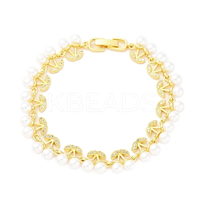 Cherry Brass Micro Pave Clear Cubic Zirconia Link Bracelets for Women BJEW-G740-02G-1