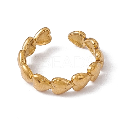 Ion Plating(IP) 304 Stainless Steel Heart Wrap Open Cuff Ring for Women RJEW-C045-18G-1