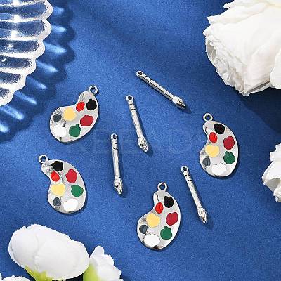 10Pcs 2 Styles Alloy Enamel Pendants ENAM-FP0003-08-1