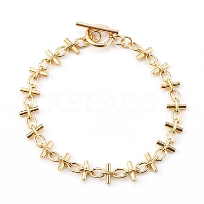Brass Bar Link Chain Bracelets BJEW-JB06004-1