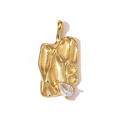 304 Stainless Steel Micro Pave Cubic Zirconia Pendants STAS-OY008-71G-1