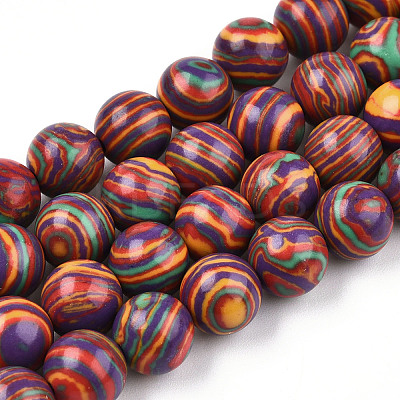Round Dyed Gemstone Beads Strands G-R251-02A-1