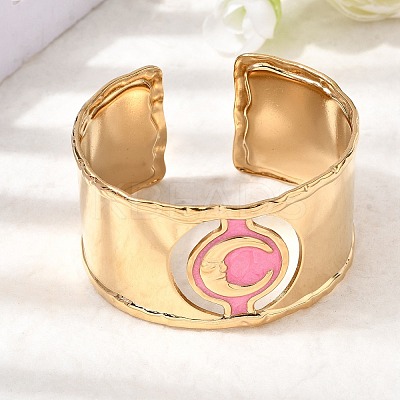 304 Stainless Steel Enamel Cuff Bangles for Women BJEW-B166-02G-1