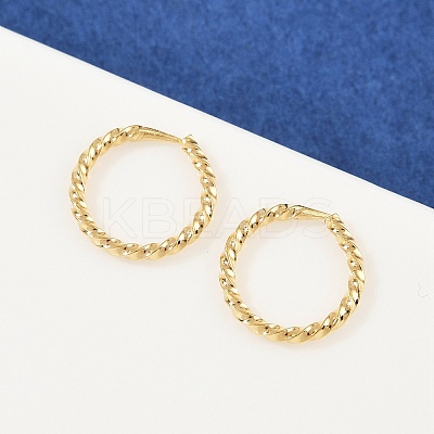 Brass Twist Ring Hoop Earrings EJEW-F378-01G-1