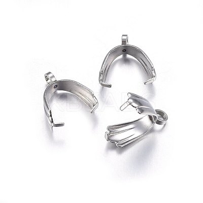 Tarnish Resistant 304 Stainless Steel Pendant Pinch Bails STAS-O107-19P-1