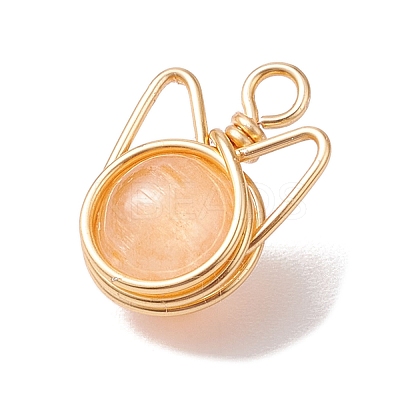 Natural Selenite Dyed Round Bead Pendants PALLOY-TA00152-1