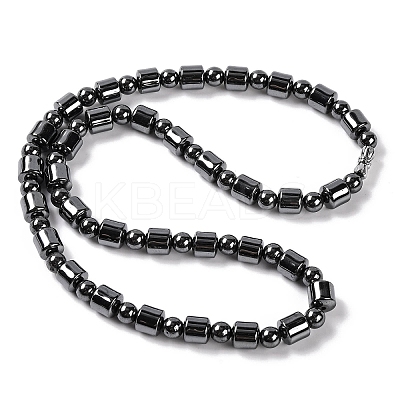 Column & Round Synthetic Non-magnetic Hematite Beaded Necklaces NJEW-Q341-05-1
