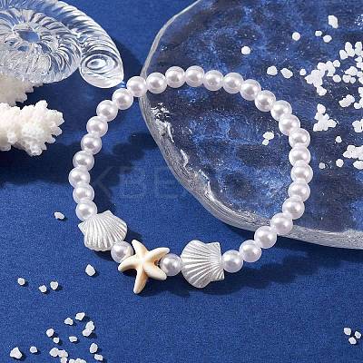 ABS Plastic Imitation Pearl Beaded Stretch Bracelet BJEW-JB10104-03-1