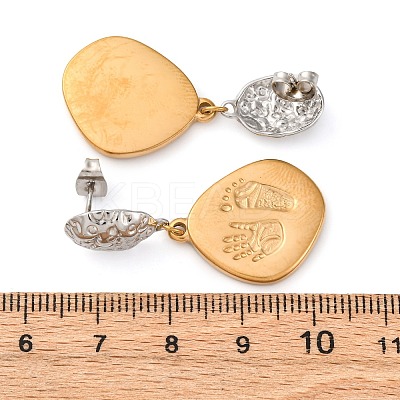 304 Stainless Steel Two Tone Dangle Stud Earrings EJEW-Q044-02G-1