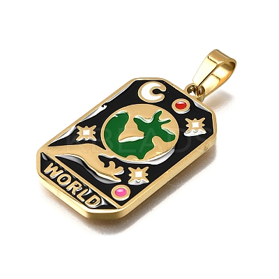 Tarot 304 Stainless Steel Enamel Pendants STAS-M119-09H-G-1