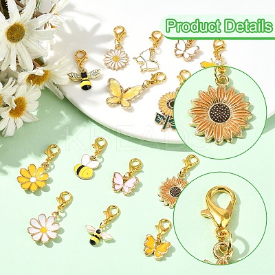15Pcs Alloy Enamel Pendant Decoration HJEW-YW00064-1