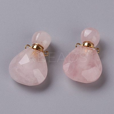 Teardrop Natural Rose Quartz Perfume Bottle Pendants G-H241-02B-G-1