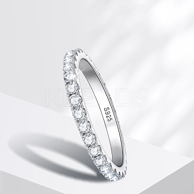 Rhodium Plated 925 Sterling Silver Moissanite Finger Rings for Women WG76D6D-07-1