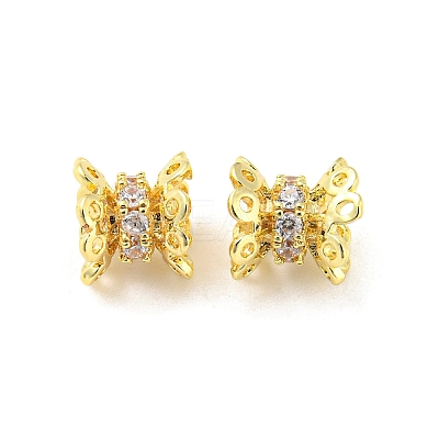 Brass Micro Pave Cubic Zirconia Spacer Beads KK-H452-15G-1