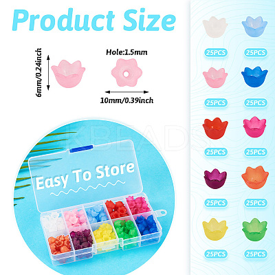 250Pcs 10 Colors Transparent Acrylic Bead Caps OACR-TA0003-21-1