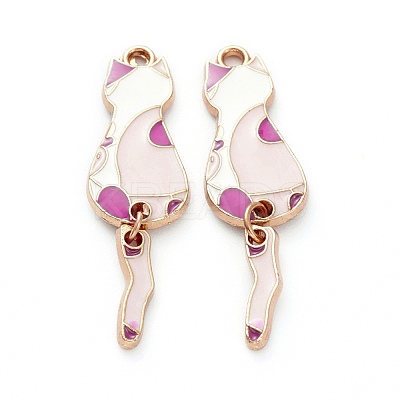 Cat Shape Alloy Enamel Pendants & Dangle Earring Making Kits ENAM-M044-21LG-C-1