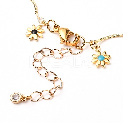 Brass Enamel Charm Anklets AJEW-AN00347-1