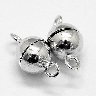 Anti-Tarnish Rhodium Plated 925 Sterling Silver Magnetic Clasps STER-A102-011P-10mm-1