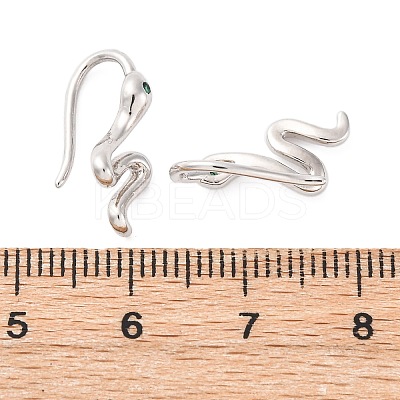 Snake Brass Micro Pave Cubic Zirconia Dangle Earrings EJEW-G425-04P-02-1