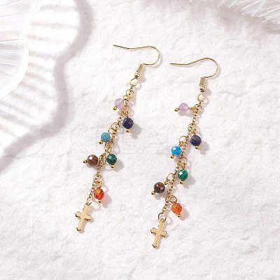 Natural Gemstone Dangle Earrings EJEW-JE06668-03-1