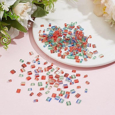300Pcs 12 Style 2-Hole Glass Seed Beads SEED-AR0001-35-1