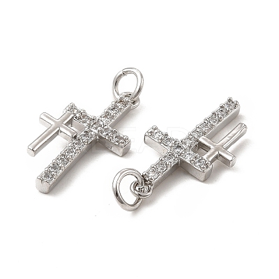 Brass Micro Pave Cubic Zirconia Pendants KK-E068-VB261-1