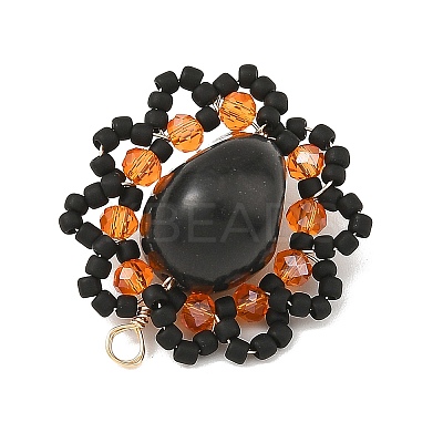 Halloween Gothic Glass Seed Beaded & Synthetic Turquoise Pendants PALLOY-MZ01428-01-1