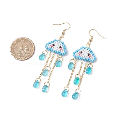 Cloud & Teardrop 304 Stainless Steel Dangle Earrings EJEW-MZ00387-1
