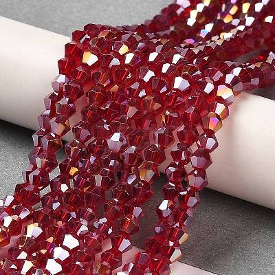 Transparent Electroplate Glass Beads Strands EGLA-A039-T4mm-B27-1