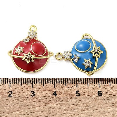 Brass Micro Pave Clear Cubic Zirconia Pendants KK-F871-11G-1