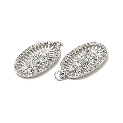 Brass Micro Pave Cubic Zirconia Pendants KK-E068-VB094-1