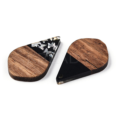 Opaque Resin & Walnut Wood Pendants RESI-N039-60B-1