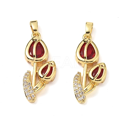 Brass Micro Pave Cubic Zirconia Pendants KK-G533-04G-03-1