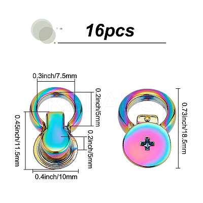 16Pcs Alloy Button Studs Rivets PURS-WR0001-16-1