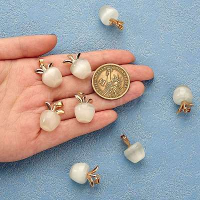10Pcs Apple Gemstone Charm Pendant Crystal Quartz Healing Natural Stone Pendants Opal Buckle for Jewelry Necklace Earring Making Crafts JX526H-1