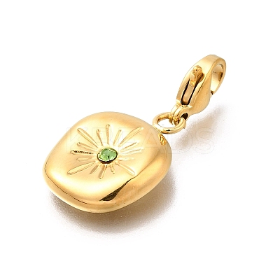 Flat Round 304 Stainless Steel Rhinestone Pendants Decoration STAS-R159-53G-05-1