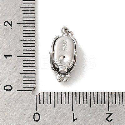 Rhodium Plated 925 Sterling Silver Micro Pave Clear Cubic Zirconia Bayonet Clasps STER-G038-15P-1