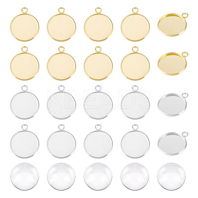 DIY Flat Round Blank Pendant Making Kit DIY-UN0004-82-1