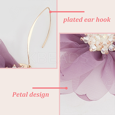2 Pairs 2 Colors Lace Flower with Crystal Rhinestone Dangle Earrings EJEW-AN0001-20-1