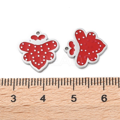 304 Stainless Steel Red Enamel Charms STAS-M102-63P-1