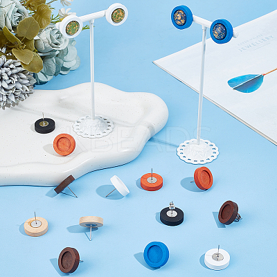 36Pcs 6 Colors Wooden Stud Earring Findings FIND-SC0008-97-1