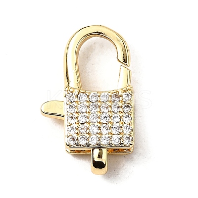 Brass Clear Cubic Zirconia Lobster Claw Clasps KK-Z078-48A-G-1