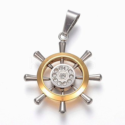 PVD Vacuum Plating 304 Stainless Steel Rhinestone Pendants LS-STAS-F168-33GP-1