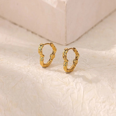 304 Stainless Steel Hammered Heart Hoop Earrrings EJEW-U065-02A-G-1