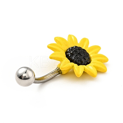 Alloy Daisy Curved Barbell LS-AJEW-G042-01P-1