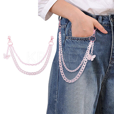 Acrylic Butterfly Layered Chain Belts for Jeans Pants HJEW-TAC0113-1
