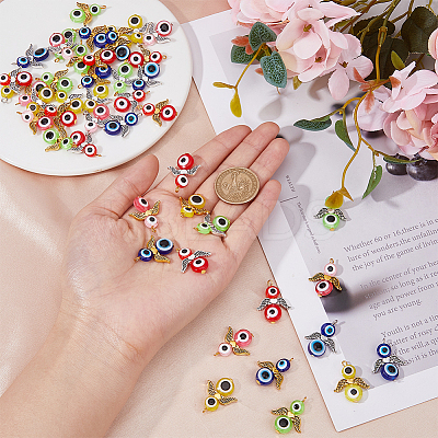 5 Sets Evil Eye Resin Bead Pendants FIND-FH0009-10-1